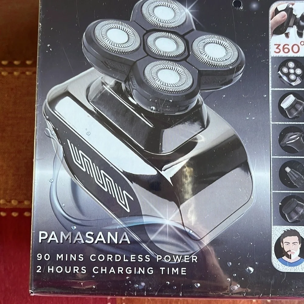 Brand New 5-in-1 Electric Wet/Dry Bald Head Shaver for Men Cordless Palm Sized